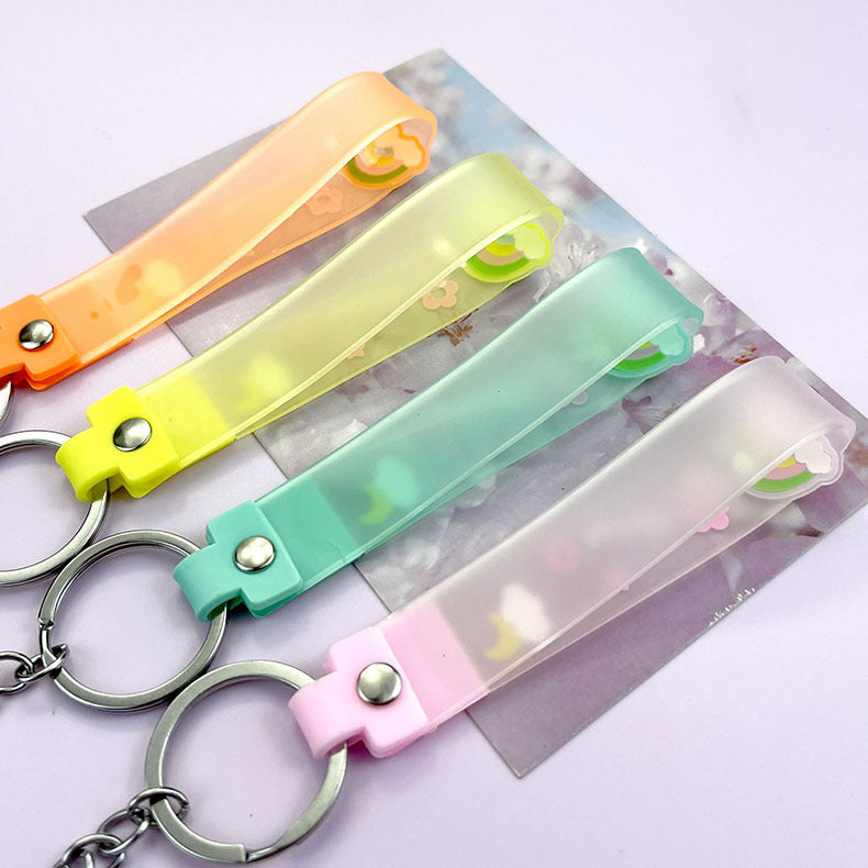 Wholesale PVC Rainbow Jelly Leather Rope Keychain